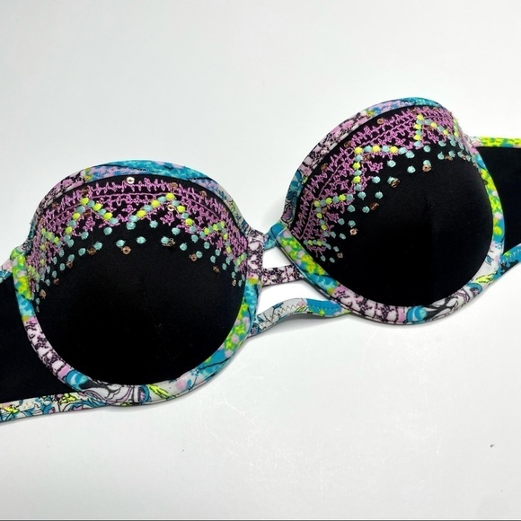 Victoria Secret Black & Neon Strapless Bikini Top - Picture 12 of 12